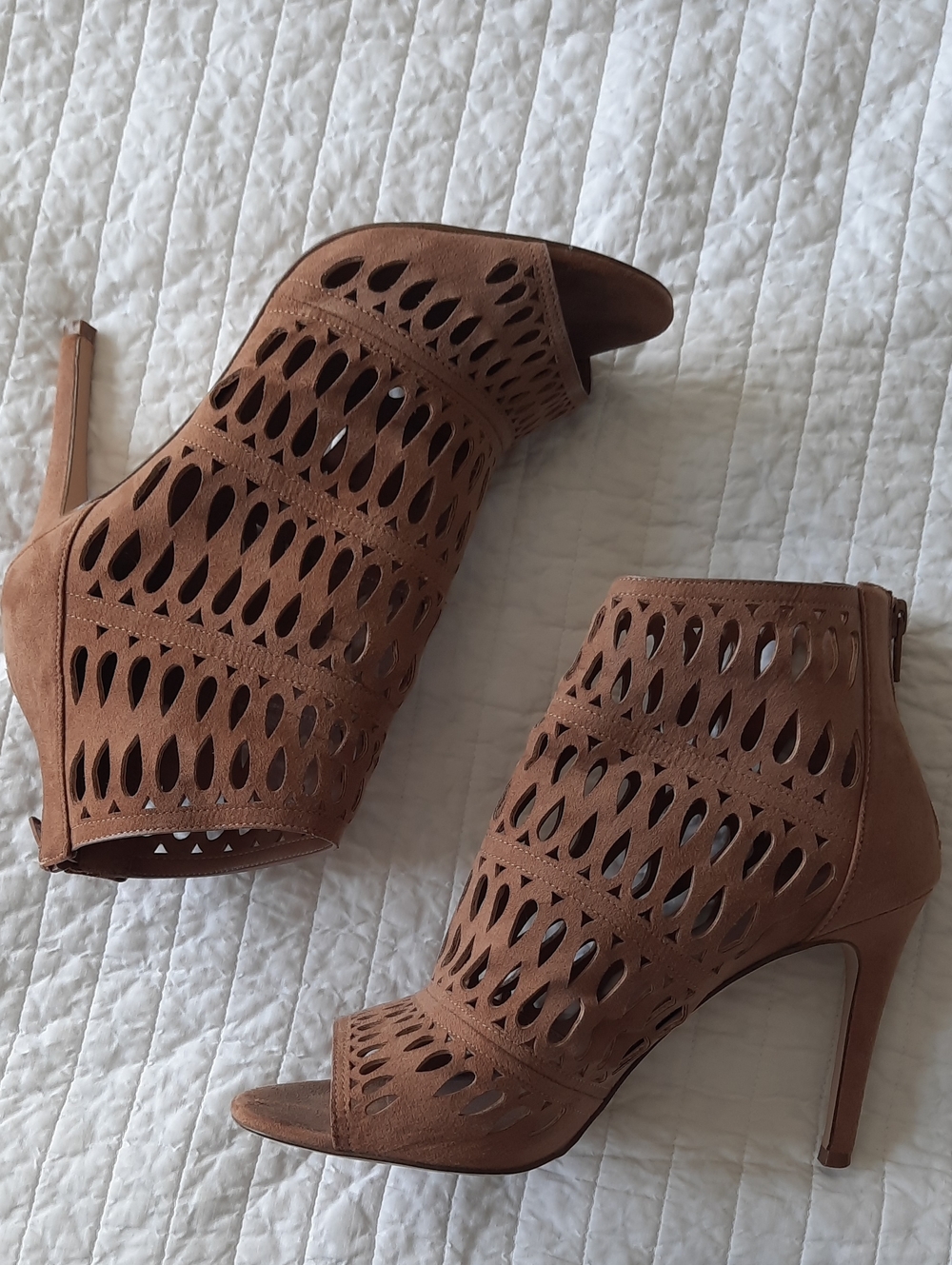 Aldo Cutout Peep-Toe Stiletto Booties in Brown